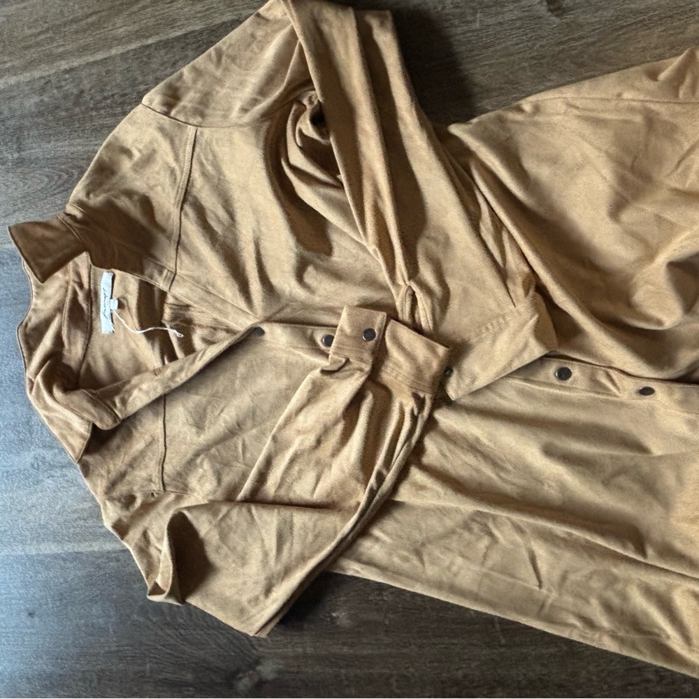 Tan Button-Up Shirt Dress